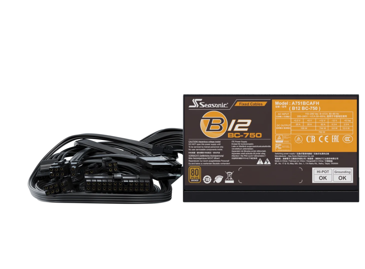 Seasonic B12 BC - 750 Power Supply 750 Watts | A751BCAFH - Vektra Computers LLC Seasonic B12 BC - 750 Power Supply 750 Watts | A751BCAFH - Vektra Computers LLC